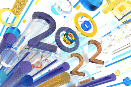 2022 new year 3d rendering creative abstract illustrationの写真素材