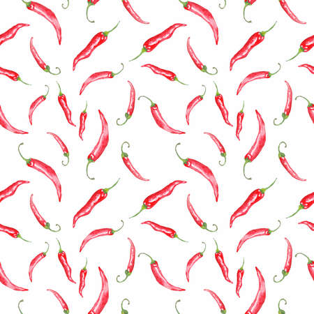 Hot chilli pepper hand painted watercolor patterの写真素材