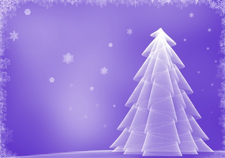 White Christmas tree on snowflake backgroundの写真素材