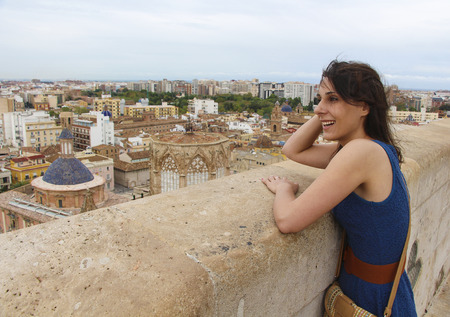 Girl and the cityの写真素材