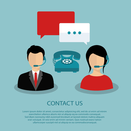Support service concept. Technical support assistants. Flat vector illustration.のイラスト素材