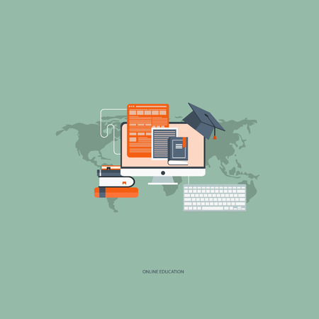 On line education concept. Flat vector illustration.のイラスト素材