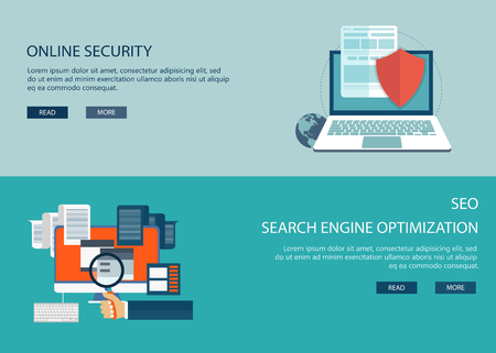 On line security and search engine optimization. Flat computingのイラスト素材
