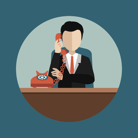Support service concept. Technical support assistant in office. Flat vector illustration.のイラスト素材