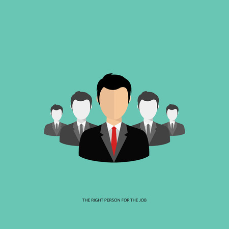 Find the right person for the job concept. Green . Flat vector illustration.のイラスト素材