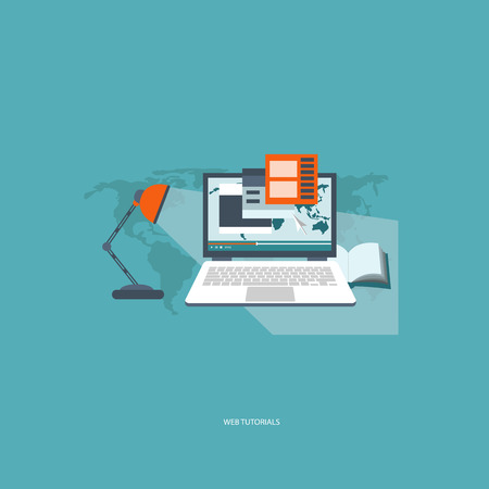 Web tutorials concept. Flat vector illustration.のイラスト素材