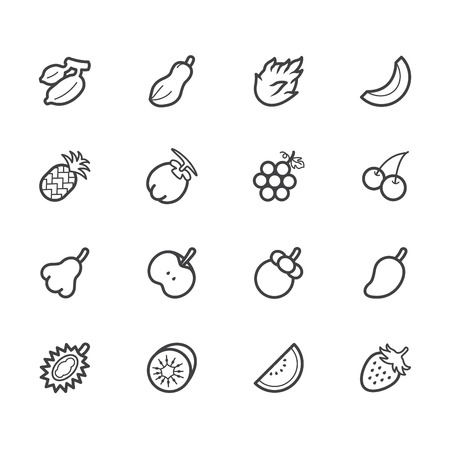 fruit vector icon set on white backgroundのイラスト素材