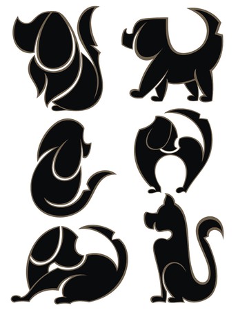 Dogs silhouettesのイラスト素材