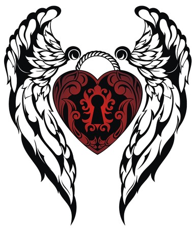 Angel wings.Love tattooのイラスト素材