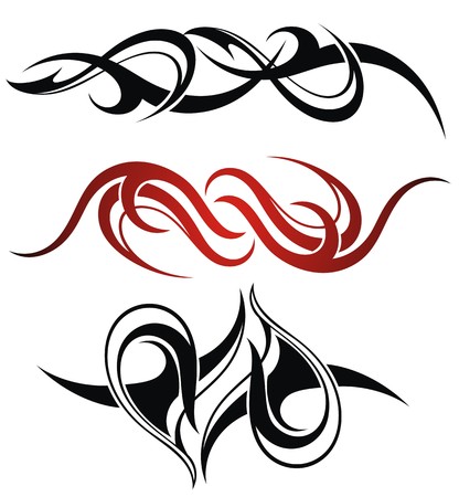 Set of 3 different vector tribal tattooのイラスト素材