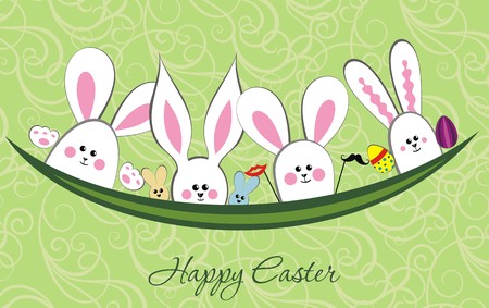 Rabbit and easter eggsのイラスト素材