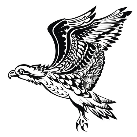 Hand Drawn Eagle.Tattoo birdのイラスト素材