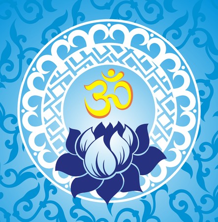 Indian spiritual sign ohm with lotusのイラスト素材