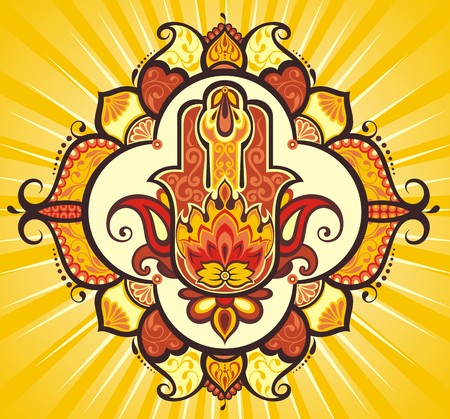 Hand hamsa with ethnic ornamentsのイラスト素材