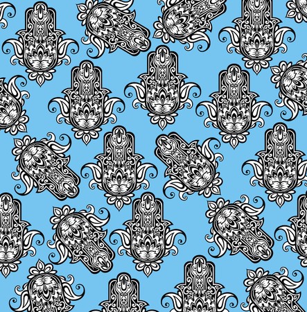 Indian hand drawn hamsa symbol seamless patternのイラスト素材