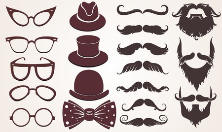Retro gentleman39s set consists of a hat glasses and mustacheのイラスト素材