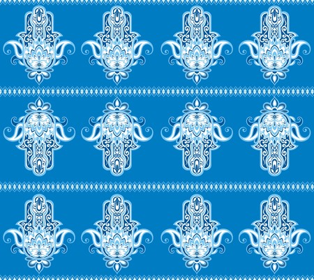 Vector Indian hand drawn hamsa symbol seamless patternのイラスト素材