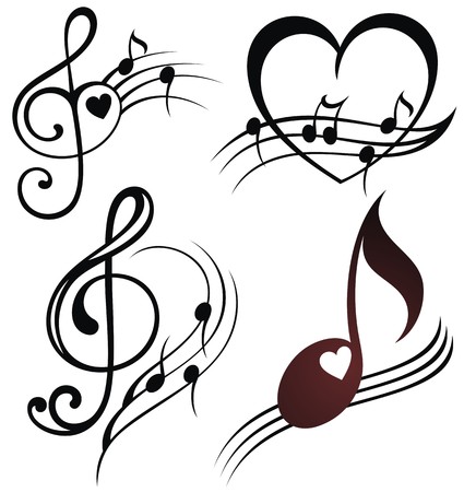 Musical note staff setのイラスト素材
