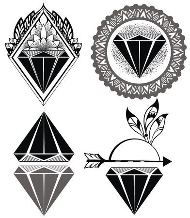 Diamond Vintage Hipster Labels of diamondsのイラスト素材