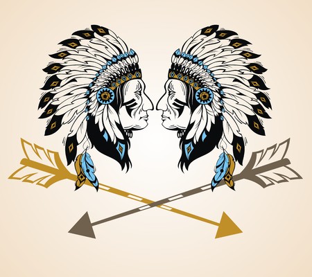 North American Indian chiefs with arrowsのイラスト素材