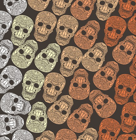 Day Of The Dead Skull.Pattern with skullのイラスト素材