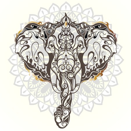 Vintage mandala elephant with tribal ornamentsのイラスト素材