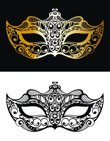 Golden Carnival Mask for Masquerade. Mardi Grasのイラスト素材