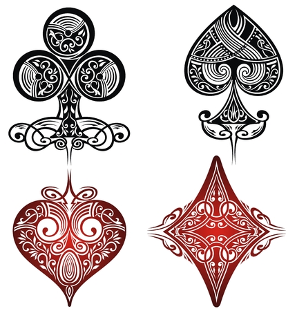 Vintage Playing Cards Symbols Set.Tattoo setのイラスト素材
