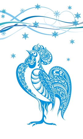 Winter rooster symbol cardのイラスト素材