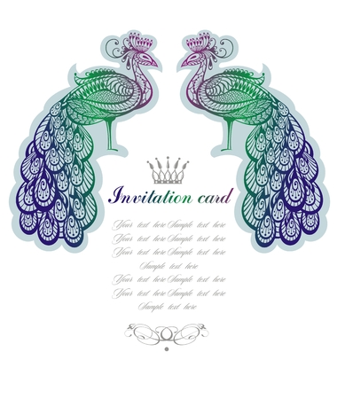 Invitation with Peacocksのイラスト素材