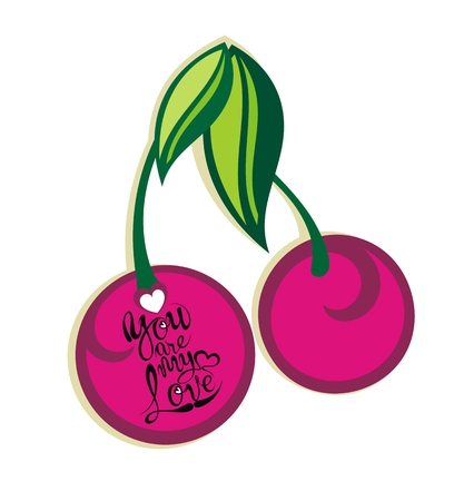 Cherry love iconのイラスト素材
