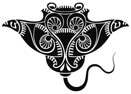 Black and white vector cramp fish in doodle style illustration.のイラスト素材