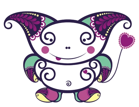 Funny being.Cartoon character.Cute furry monsterのイラスト素材