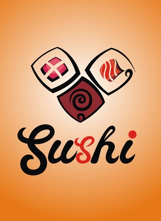 Asian street fast food bar or shop, sushi icon.のイラスト素材