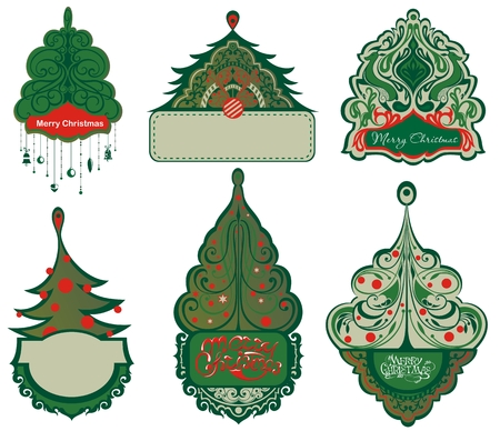 Collection of Christmas tree labels, modern design tagsのイラスト素材