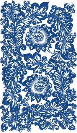 Flower pattern. Ornament for fabric, wallpaper, packaging.Hohloma.Russian traditional designのイラスト素材
