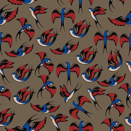 Swallow seamless patternのイラスト素材