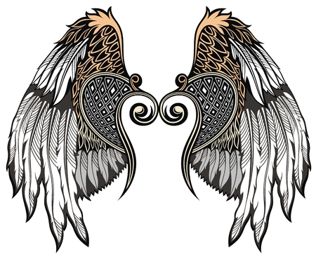 Angel wings. Design elements for logo, label, emblem, sign, brand mark, tattooのイラスト素材
