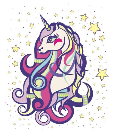 Beautiful unicorn head. Unicorn vector illustration for children designのイラスト素材