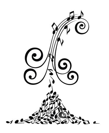 Music notes, music waves, musical design elementsのイラスト素材