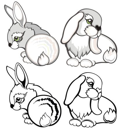 Rabbit and bunny set for Easter decorationのイラスト素材