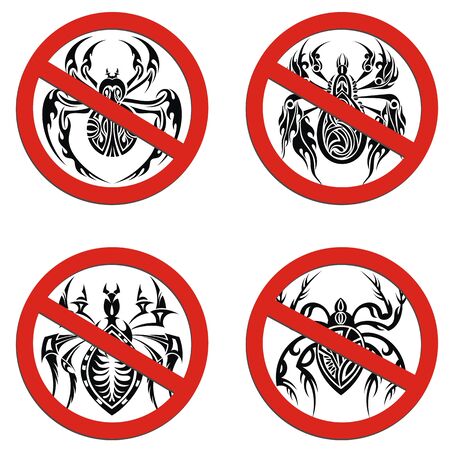 Warning stop spider vector signsのイラスト素材