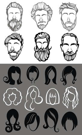 Set of different male and female icons.のイラスト素材