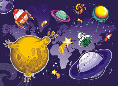 Space background with abstract shape and planets. Web design. space exploring.