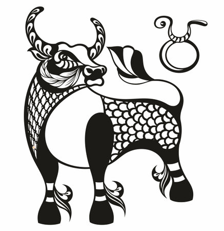 Taurus horoscope sign in twelve zodiacのイラスト素材