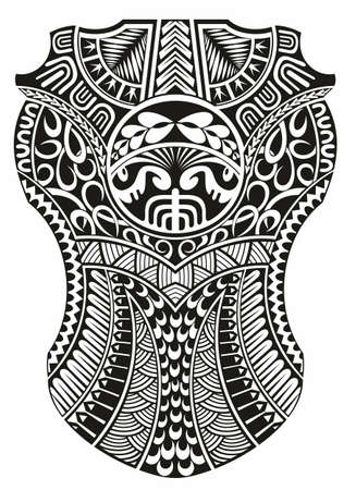 Maori ethnic style shoulder and sleeve tattoo designのイラスト素材