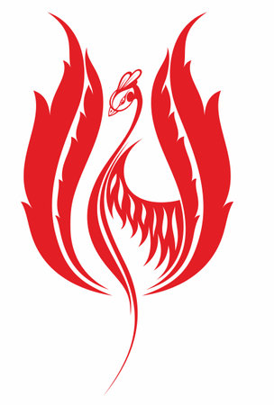 Flying Phoenix Fire Bird abstract Logo design vector templateのイラスト素材