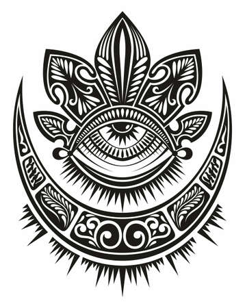 Mystic boho  design elements with moonのイラスト素材