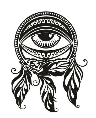 Mystical Eye. Vector Isoteric Illustration for t-shirt Prints, Boho Posters, Covers,  Designs and Tattoos.のイラスト素材