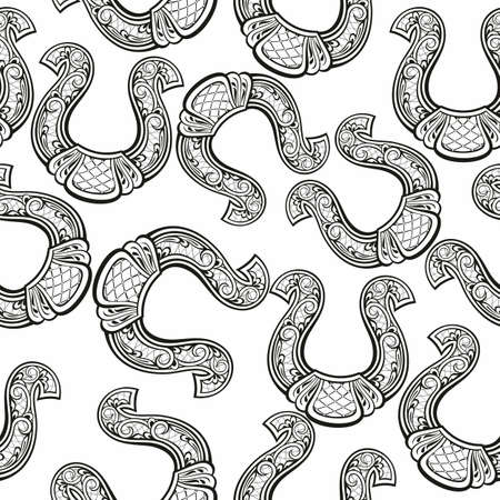 Vintage horseshoe pattern seamless for your designのイラスト素材